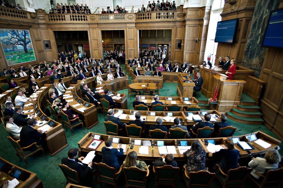 Danska parlamentet, kallat folketinget, i Christiansborgs palats i Köpenhamn.