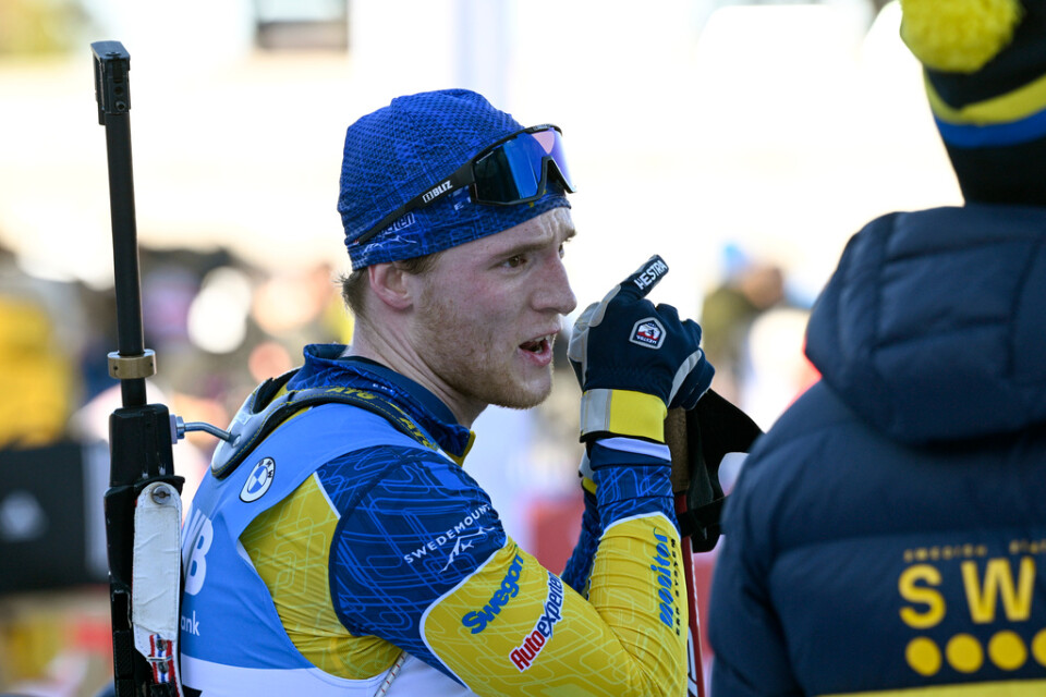 Sveriges Sebastian Samuelsson efter målgång under herrarnas distanslopp.
