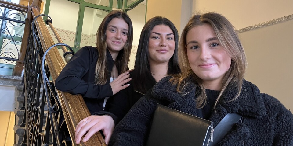 Sanja Aziz, Ayshe Adigüzeloch Ellen Westerblad sitter alla i studentkommittén och planerar vårens fester.