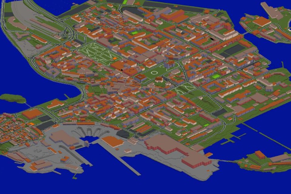 Så här ser Karlskrona ut i Minecraft-världen.