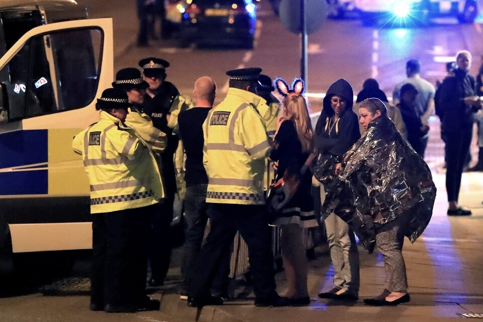 Natten till i går dödades 22 i terrordådet i Manchester. Foto: TT