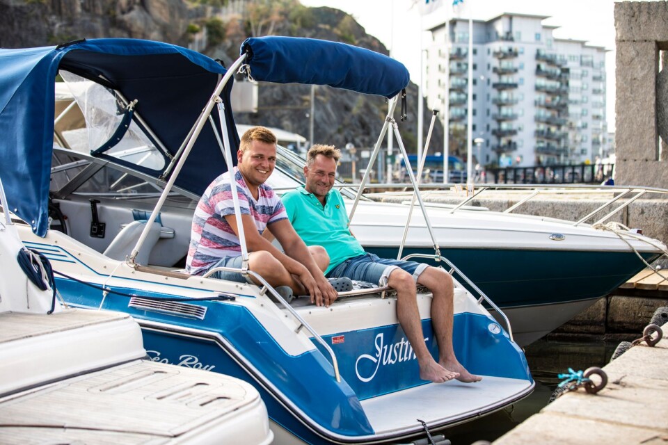 Erik Johansson och Patrik Nyberg från Älmhult passade på att avsluta en veckas båtsemester med ett stopp på festivalen.