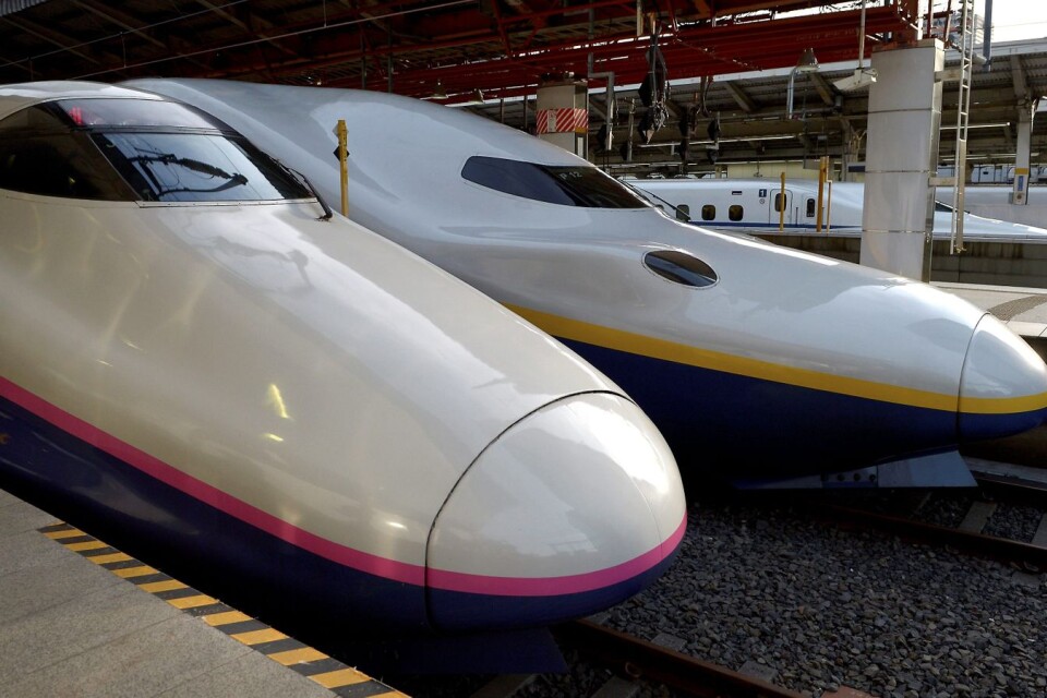 High-speed trains in Japan.