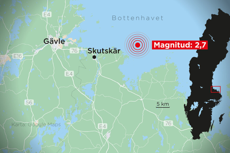Ett skalv med magnituden 2,7 inträffade på tisdagsmorgonen 18 kilometer öster om Skutskär.
