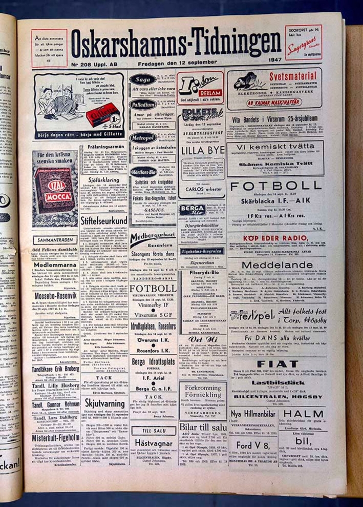 Oskarshamns-Tidningen  den 12 september 1947