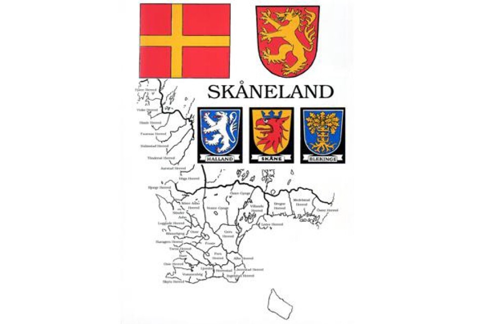 Skåne, Blekinge och Halland bildar tillsammans Skåneland.