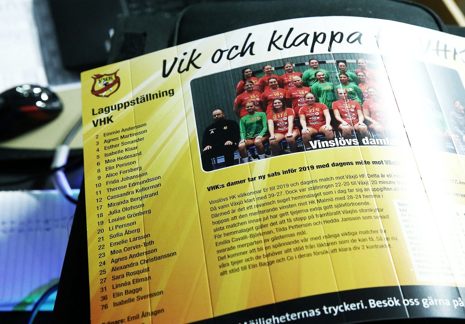 Programbladet i Furutorpshallen går att vika ihop till en så kallad klappa.Foto: Stefan Sandström