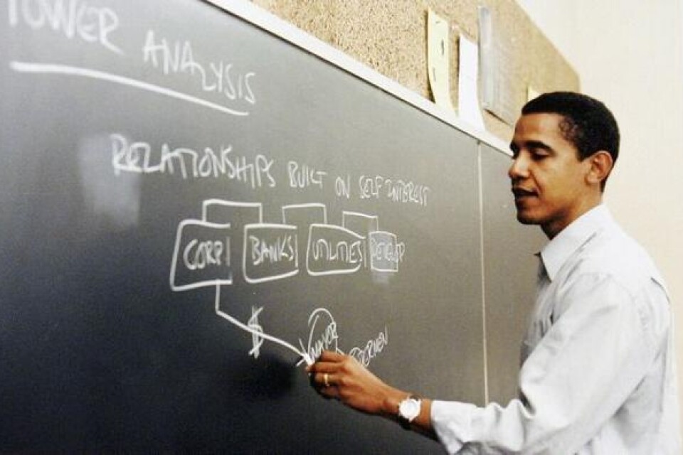 Barack Obama som lärare på University of Chicago Law School.