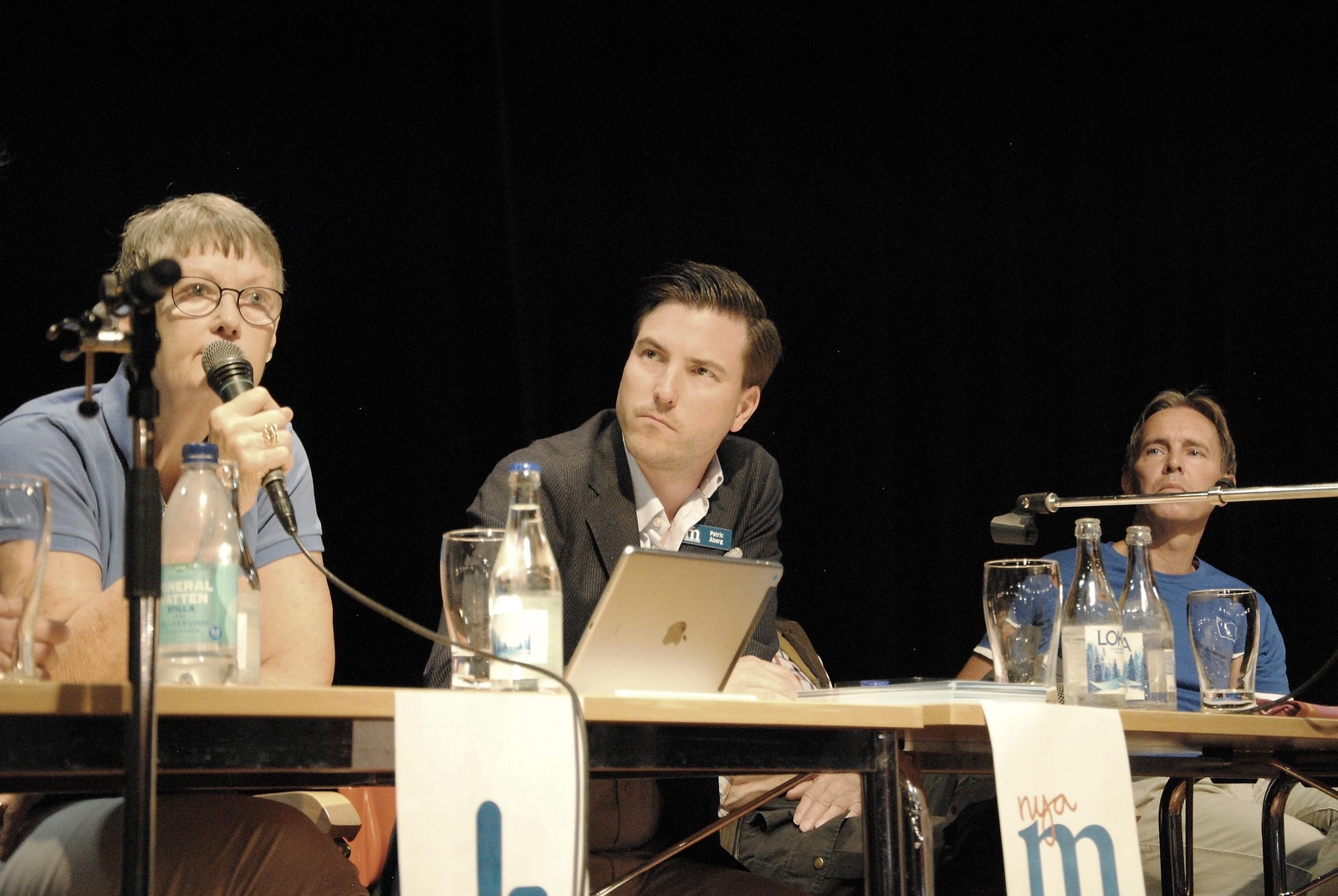 Politisk debatt i Sibbhult. Ytte Hjert (L), Patric Åberg (M) och Magnus Nilsson (KD).