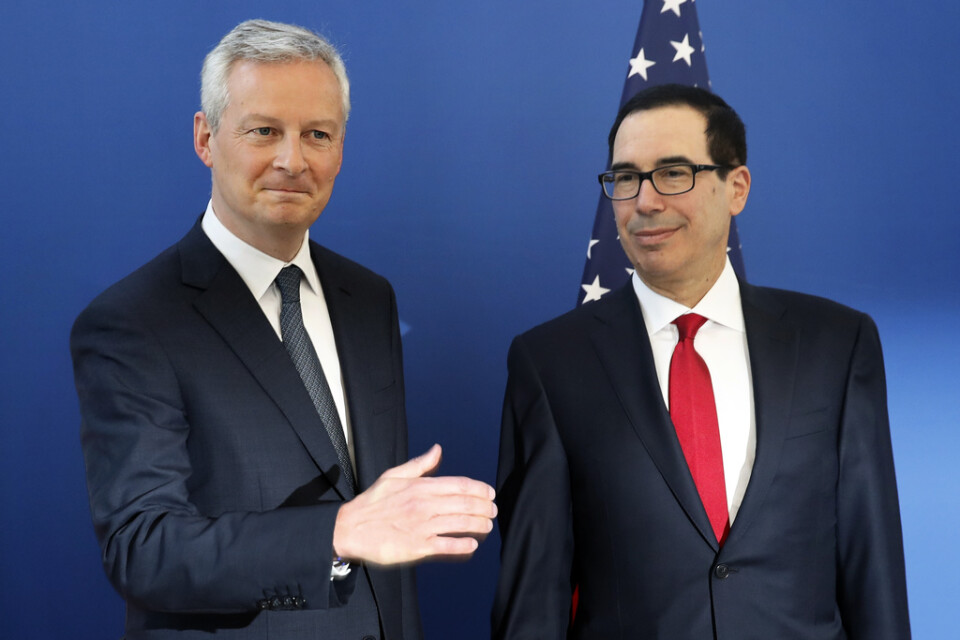 Frankrikes finansminister Bruno Le Maire och den amerikanske kollegan Steven Mnuchin ska diskutera beskattning av digitala tjänster på Davosmötet i Schweiz. Arkivbild