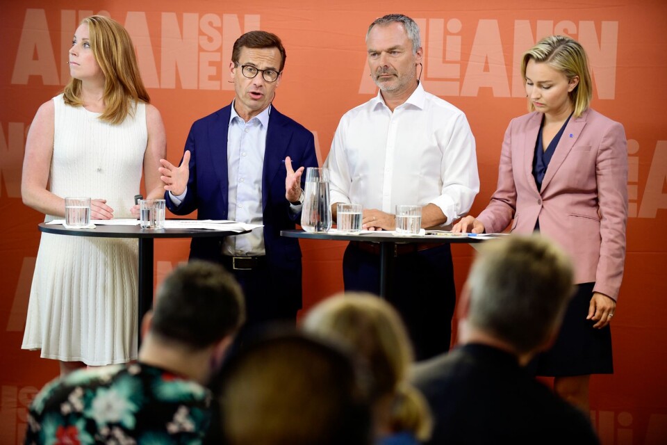 STOCKHOLM 20180731
Alliansens partiledare på pressträffen om nya förslag för en stärkt krisberedskap och krisledningsförmåga.
Foto: TT