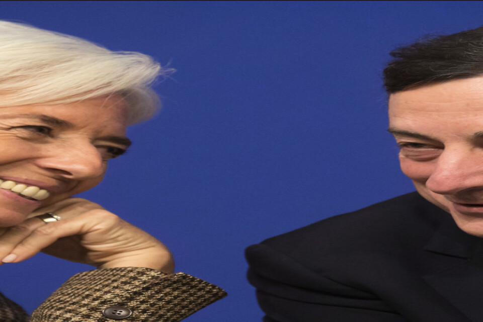 Den 72-åriga italienaren Mario Draghi avgår som ECB-chef i slutet av oktober efter åtta år på posten. Nominerad efterträdare är den 63-åriga fransyskan Christine Lagarde, avgående IMF-chef. Arkivbild.