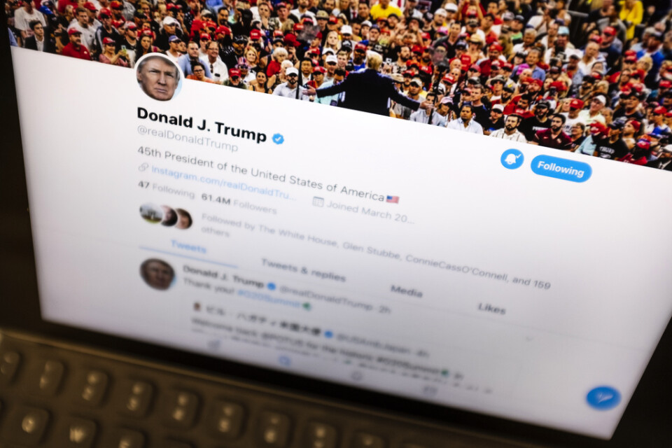 USA:s president Donald Trumps Twittersida. Arkivbild.