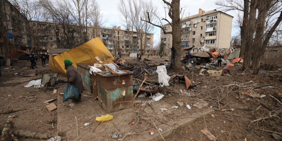 Det bostadsområde i Konstantynivka som attackerades på lördagen.