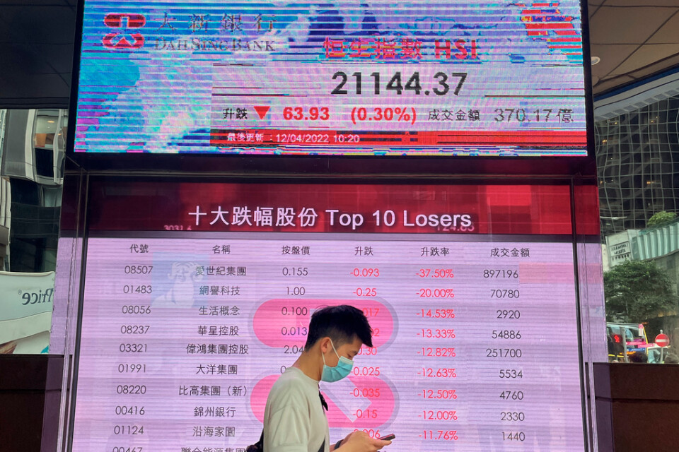 Hang Seng-index i Hongkong backar. Arkivbild.