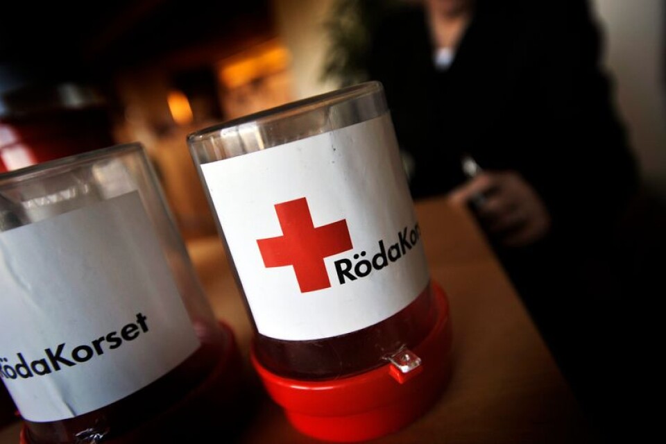 STOCKHOLM Röda Korsets insamlingsbössor.