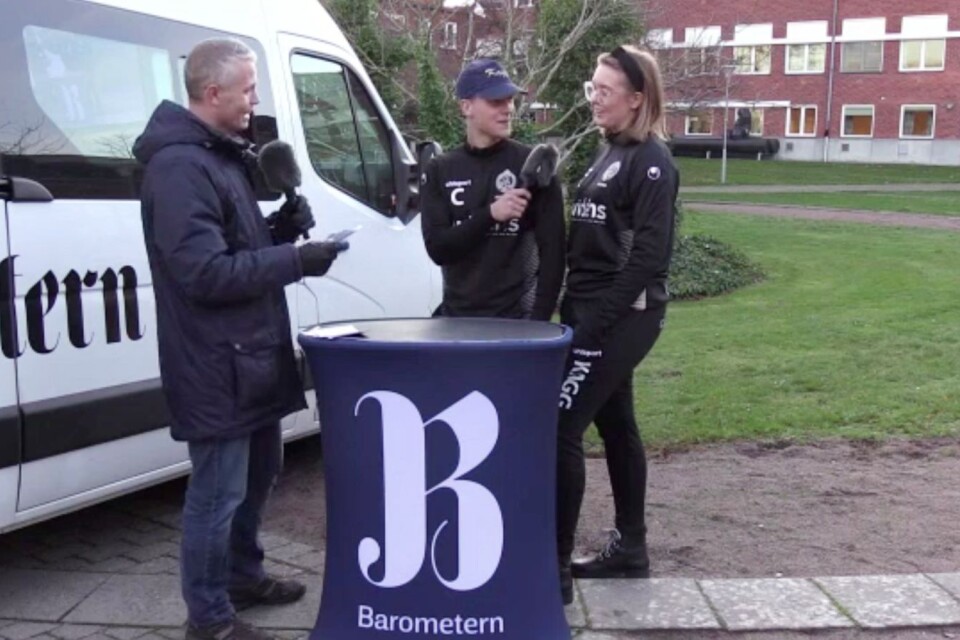 Lars Kaggs lagkaptener Kalle Engström och Ingrid Schincaglia träffade Barometerns tv-reporter Jonatan Bergöö vid tidningens tv-buss för ett uppsnack på tisdagen.
