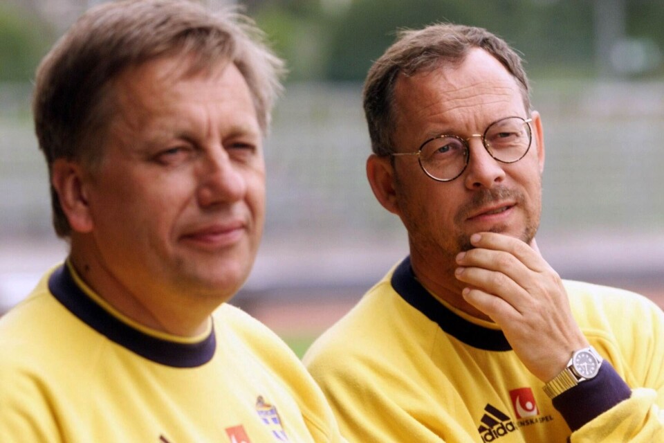 Förbundskapten Tommy Söderberg och tränare Lars Lagerbäck.