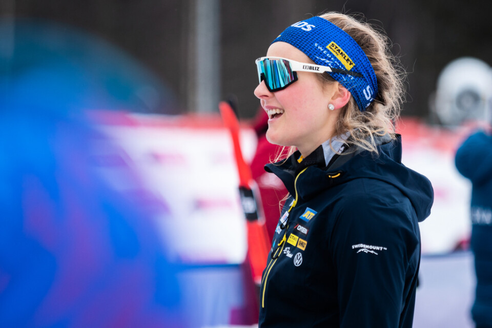 "Det var en sådan häftig känsla, precis som jag vill att det ska vara att få åka skidskytte", säger Stina Nilsson om sitt SM-guld i rullskidskytte i somras. Arkivbild.