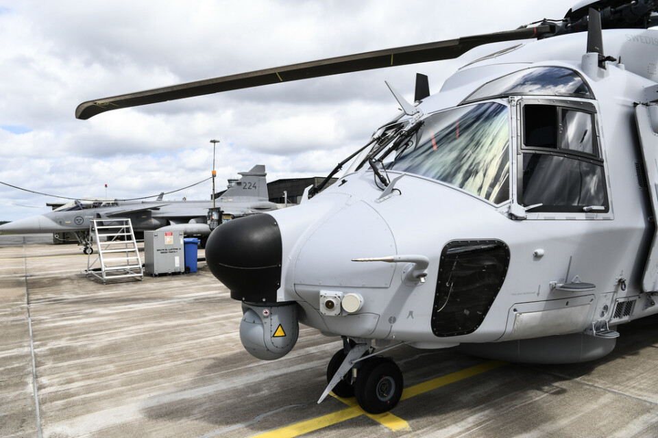 Helikopter 14 (HKP 14) står på F17 i Kallinge. Arkivbild.