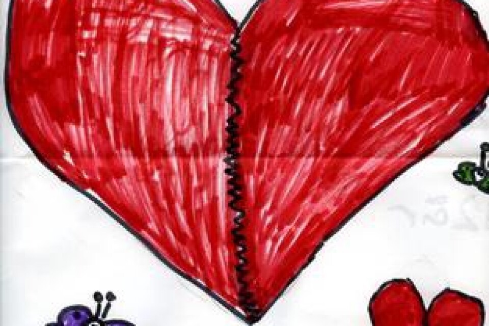 Sabina Magnusson, tolv år, Östra Förstadsgatan 90 i Trelleborg, har ritat den här hjärteteckningen.