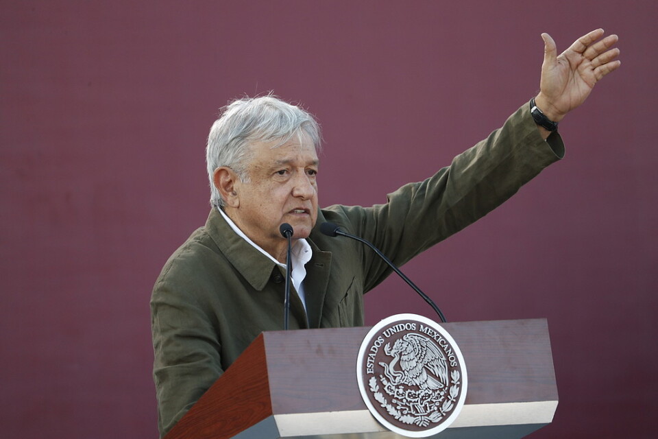Mexikos president Andrés Manuel López Obrador talade under ett möte i gränsstaden Tijuana på lördagen.
