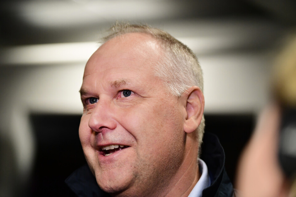 Vänsterpartiets partiledare Jonas Sjöstedt efter att ha medverkat i SVT:s Aktuellt på onsdagskvällen.