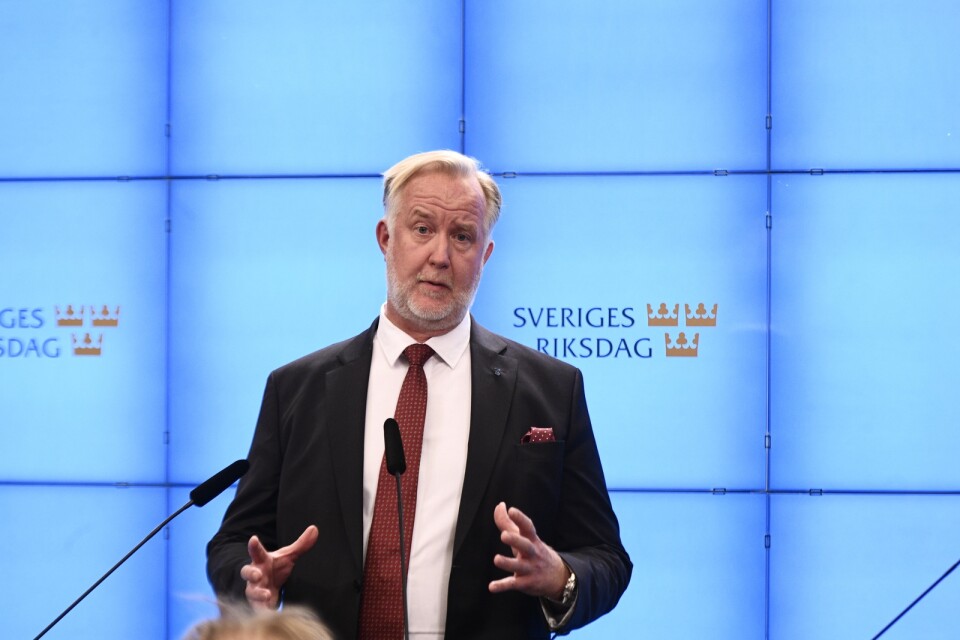 Liberalernas partiledare Johan Pehrson (L) h blir alltmer obegriplig om vad han tycker om Sverigedomokratern.Foto: Tim Aro / TT