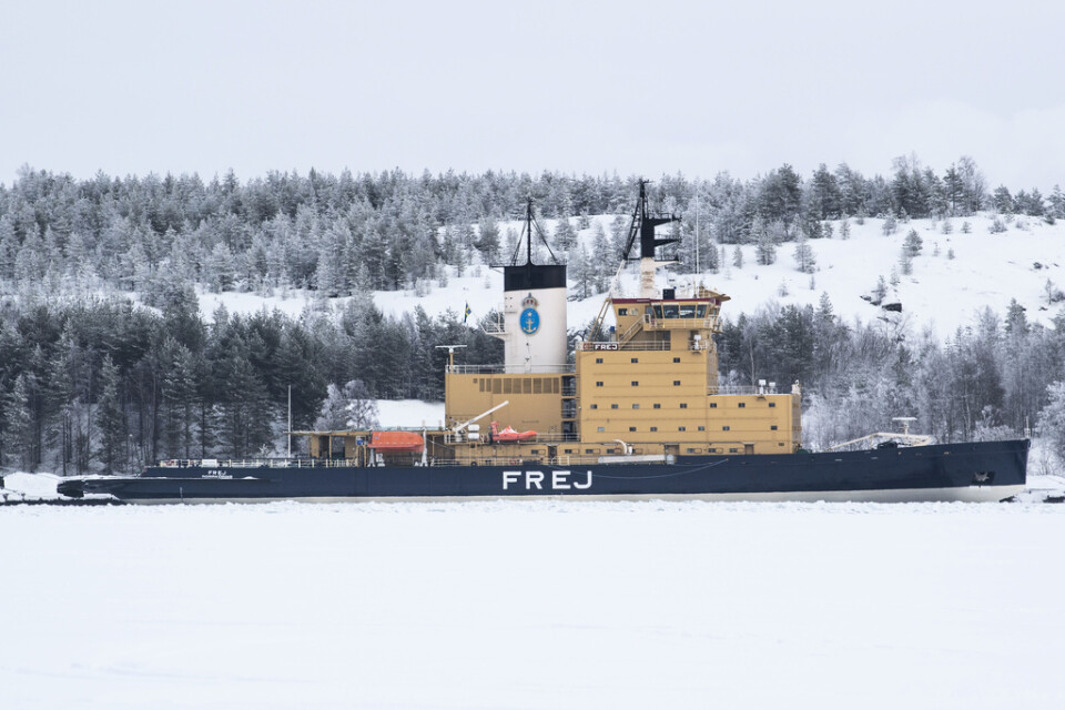 Isbrytarna Frej, Ymer och Ale ska turnera runt i Sverige för att locka fler till arbeta inom sjöfarten. Arkivbild.