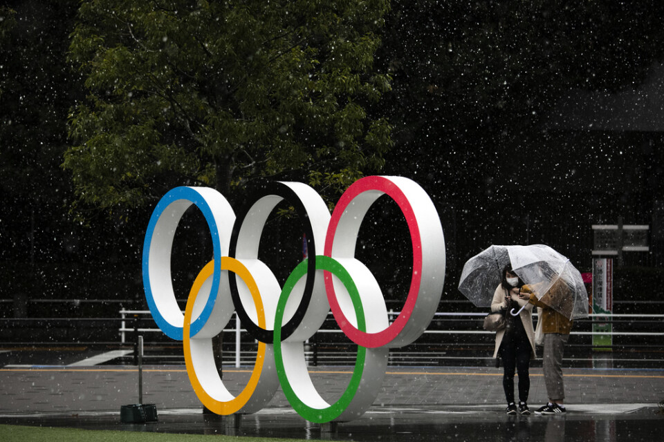 De olympiska ringarna står redo i Tokyo.