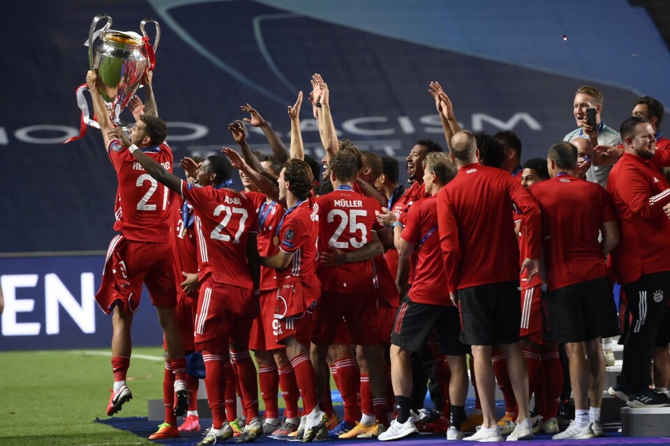 Bayern München firar Champions League-titeln efter finalsegern mot Paris SG i somras. Arkivbild.