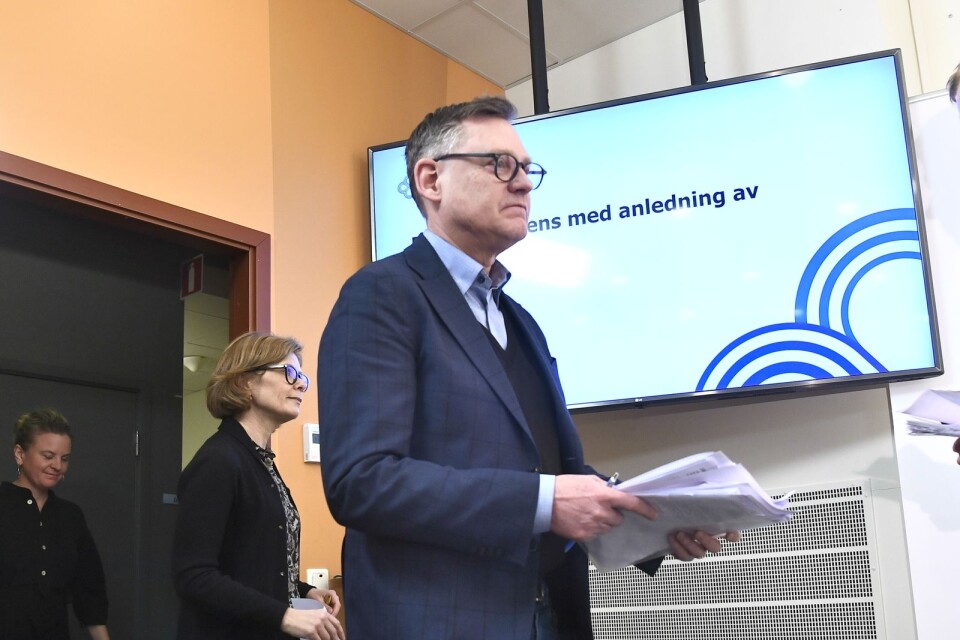 Peter Fredriksson Skolverket, vid fredagens presskonferens på Folkhälsomyndigheten med anledning av corona smittan.