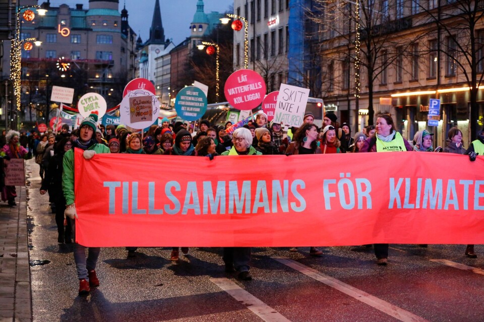 Klimatdemonstration i Stockholm inför klimattoppmötet i Paris.