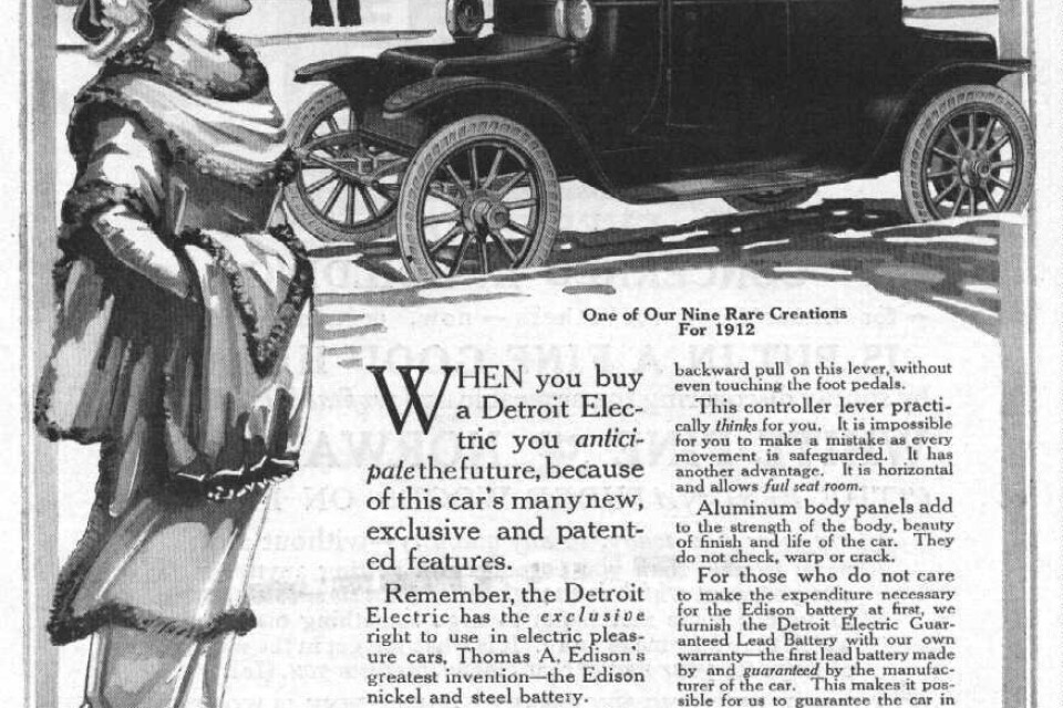 Reklam från 1910-talet för Detroit Electric.