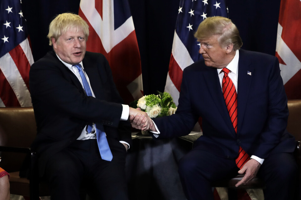 USA:s president Donald Trump och Storbritanniens premiärminister Boris Johnson var en gång rörande överens om ett stort handelsavtal mellan de två länderna. Arkivbild.