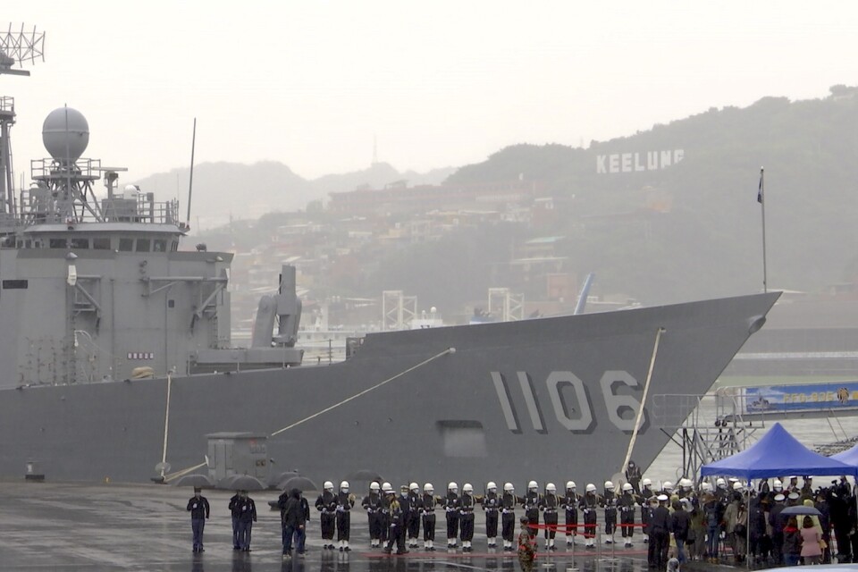 En taiwanesisk fregatt i hamn i Chilung. Arkivbild.