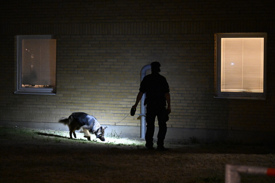 Polis sökte av området med hund under natten.