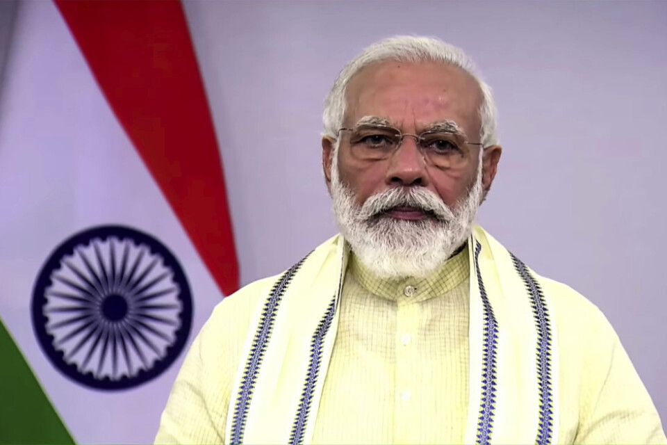 Indiens premiärminister Narendra Modi under ett tv-sänt tal den 30 juni. Arkivbild.