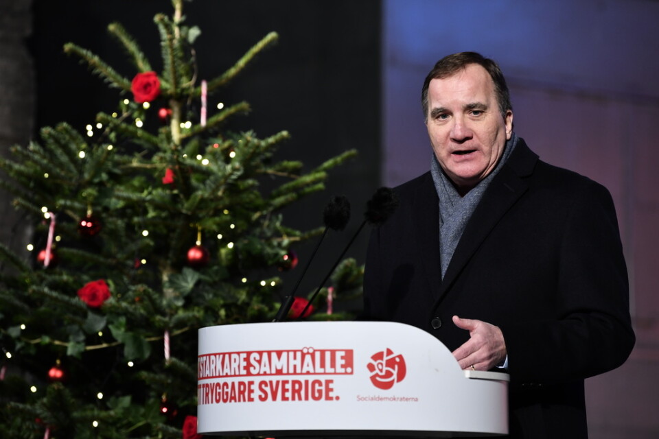 Statsminister Stefan Löfven (S) jultalar i S:t Nicolai ruin i Visby.
