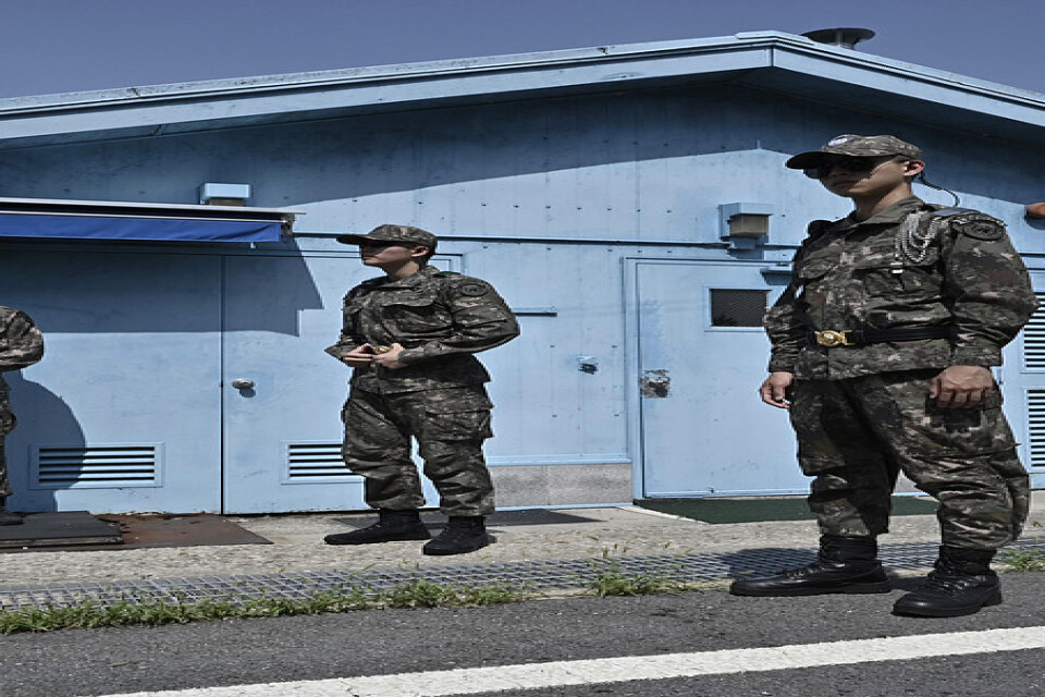 Sydkoreansk militär vid den demilitariserade zonen som skiljer Nord- och Sydkorea åt. Arkivbild.