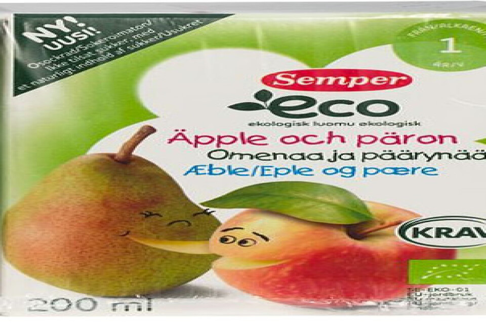 Semper återkallar Eco äpple- och pärondryck.