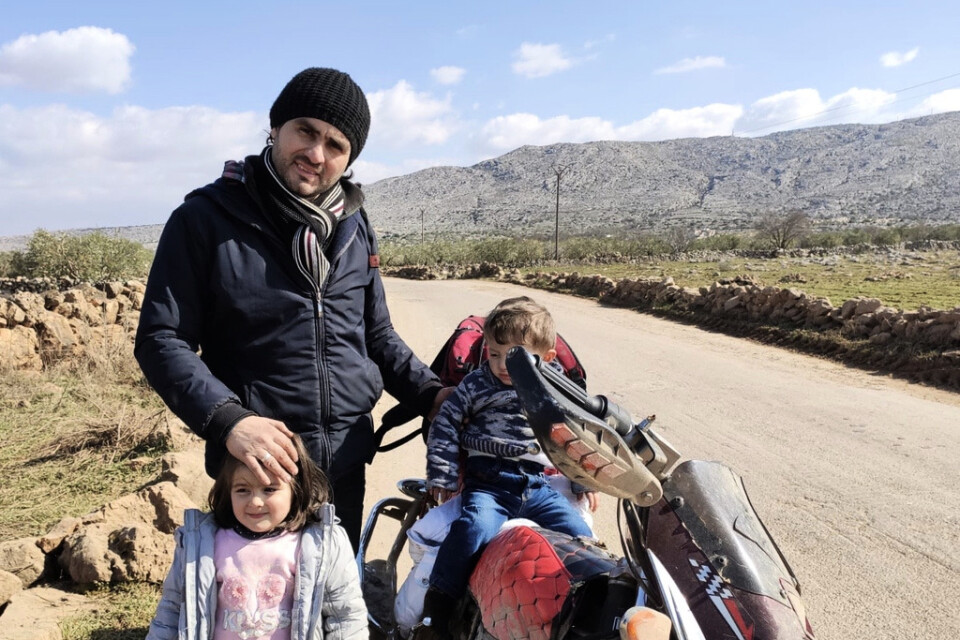 Abdulkafi Alhamdo har gett sig av med sin fru, sin motorcykel och barnen Lamar och Mohammed.