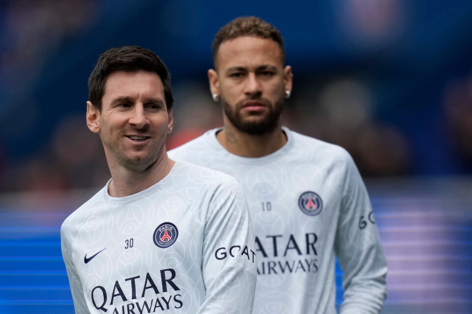 Lionel Messi och Neymar i samband med en ligamatch med Paris SG. Arkivbild.