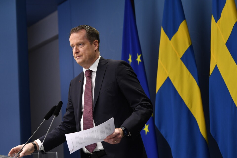 Integrations- och migrationsminister Anders Ygeman (S) under tisdagens pressträff.