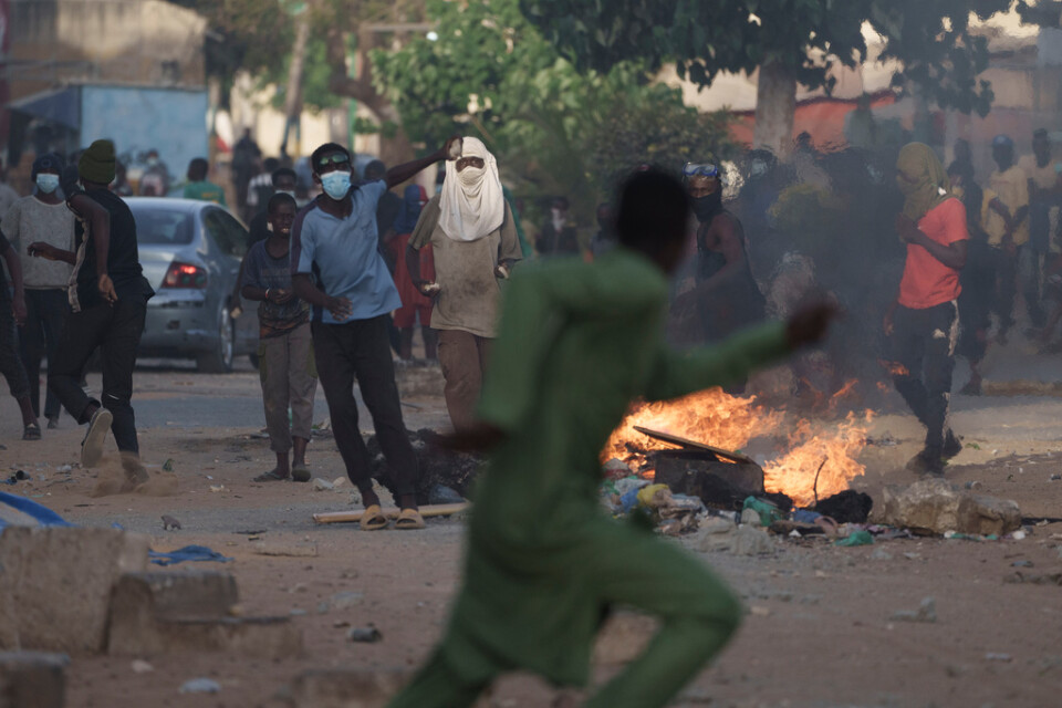 Demonstrationer i Dakar. Bild från i lördags.