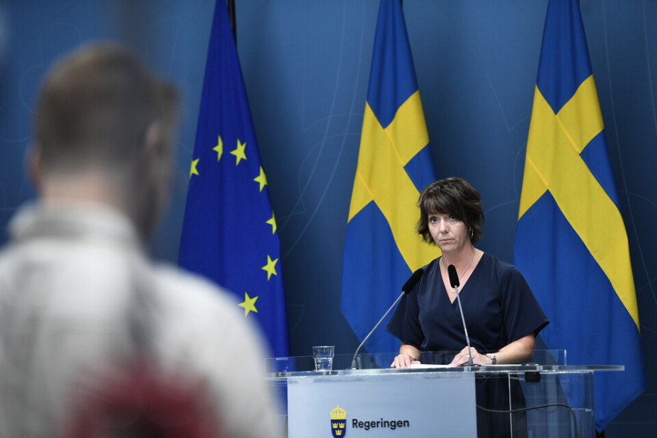 Matilda Ernkrans (S), minister för högre utbildning och forskning, håller pressträff om förstärkning av universitet och högskolor.