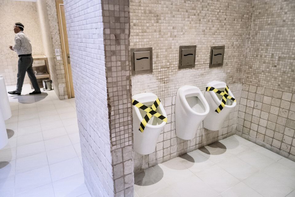 Urinoarerna på hotellet i Kolymbia är coronasäkrade.