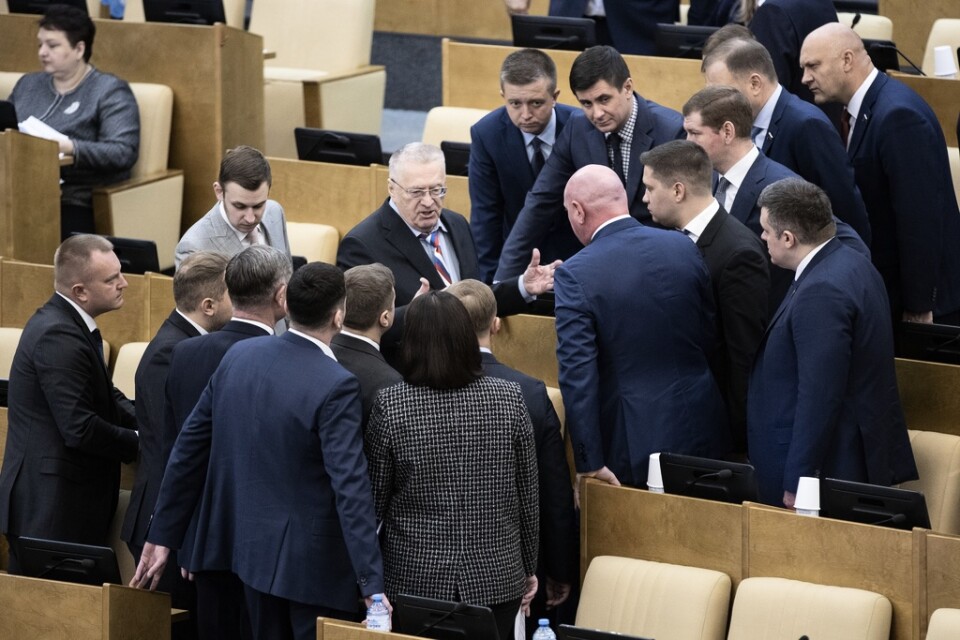 Överläggningar i samband med torsdagens omröstning i det ryska underhuset duman.