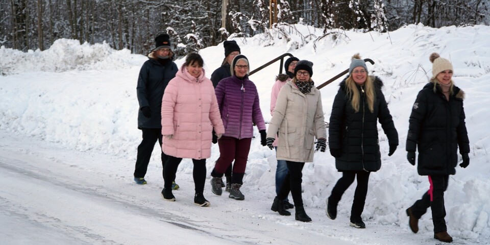 På promenadsgruppens premiärtur deltog Maggan Ståhl, Anne Bellstam, Angela Evaldsson, Monika Wallin, Marie Hårsmar, Marie Pettersson, Gunilla Gunnari och längst fram Anna Svensson.