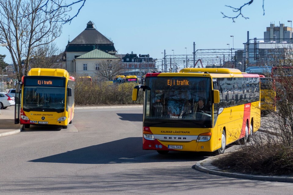 Genrefoto på bussar i Kalmar.
